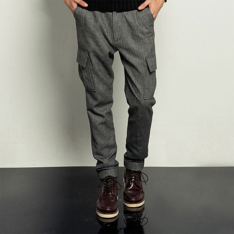 毛呢小脚休闲裤 浅灰色 s