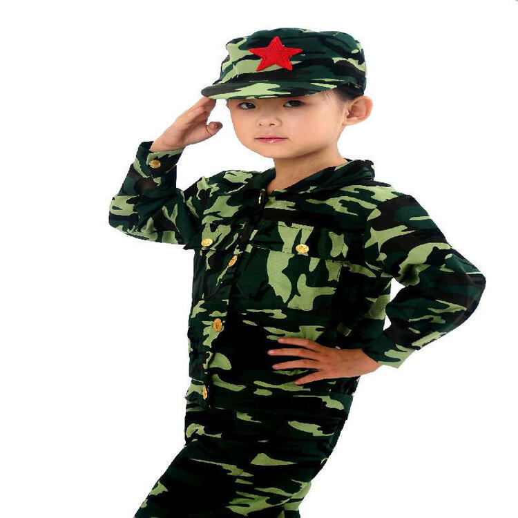钛瑞斯(terris)2017夏季礼服演出服儿童长袖迷彩服男女童小军装军训