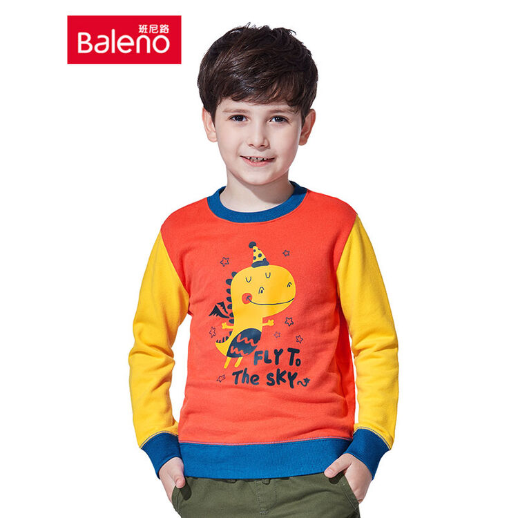 baleno班尼路童装 男童恐龙印花卡通图案卫衣 中大童纯棉百搭圆领 q99