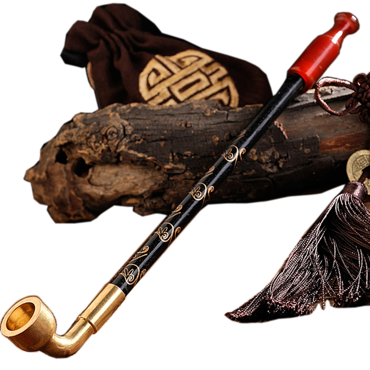 艾宝abo 老式烟袋锅旱烟袋 传统烟斗旱烟杆烟具 玛瑙烟嘴烟丝斗