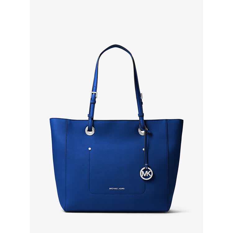 mk 迈克·科尔斯 (michael kors) 经典女包托特包大号皮质单肩包 蓝色