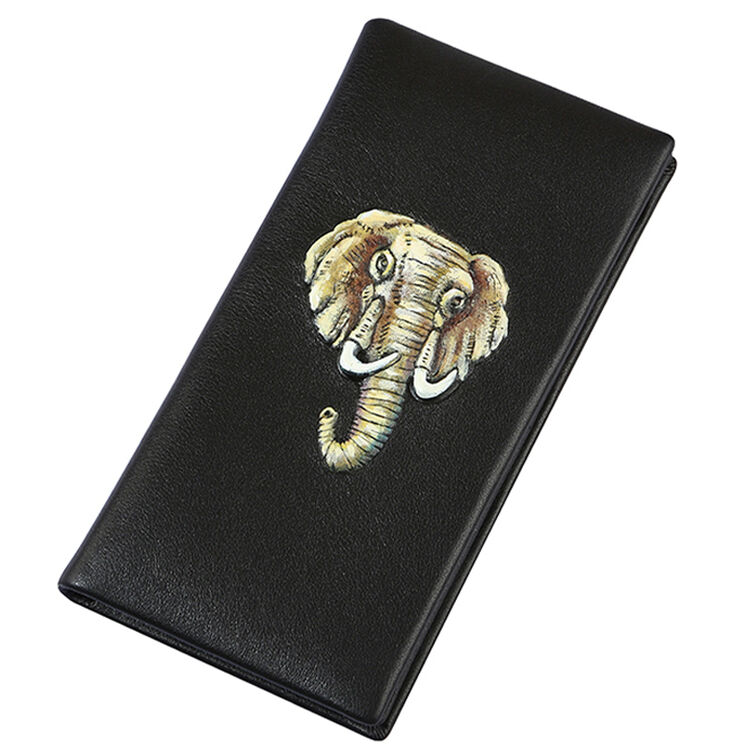 jivivil原创大象头男士钱包头层牛皮长款钱夹个性时尚两折多卡位票夹