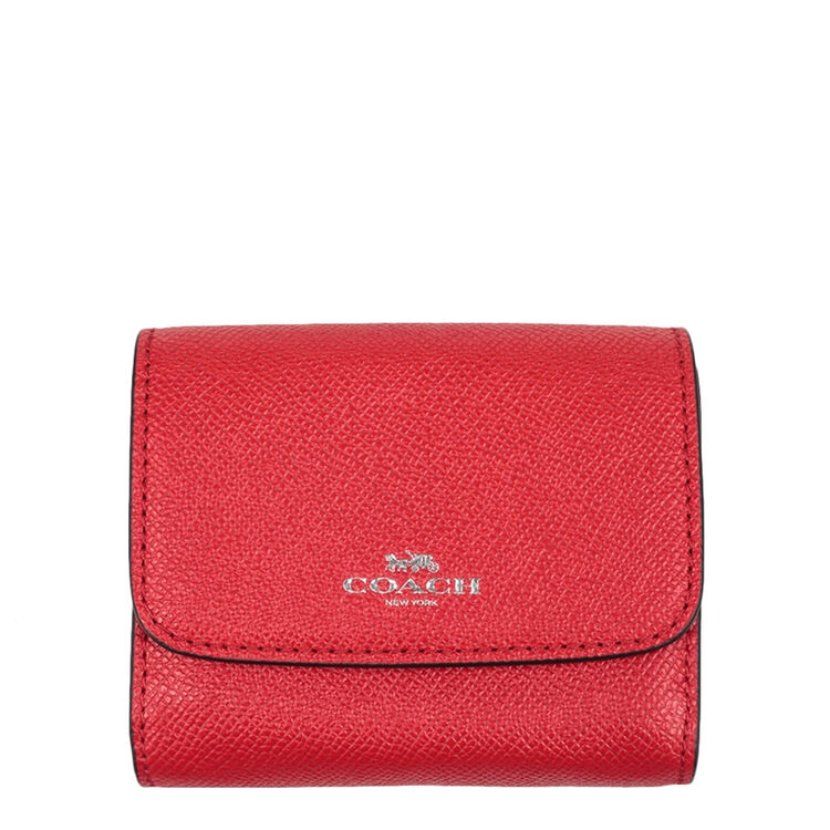 蔻驰coach 女式三折皮质短款折叠小钱包 f54843红色