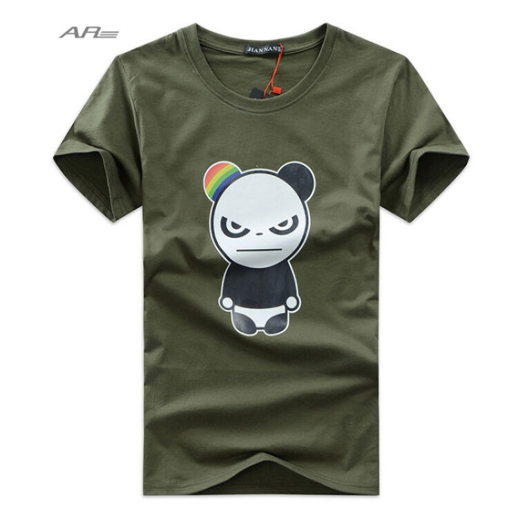 2017夏男士短袖t恤 印花暴力熊猫半袖 直筒纯棉男装 绿色 2xl