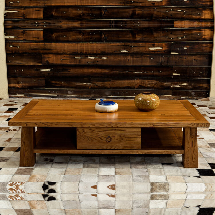 麦点家具俄罗斯老榆木实木原木色茶几新中式奢华客厅沙发茶几长方形储