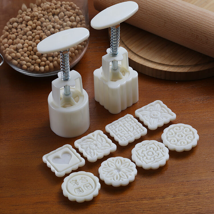 魔幻厨房(magic kitchen)50g月饼模具套装 方形圆形 50克两件套8花片