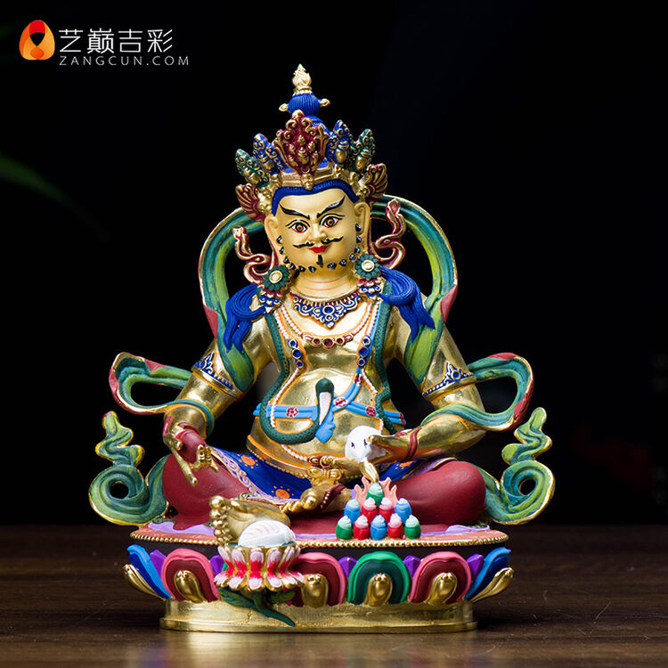 艺巅吉彩 黄财神佛像 藏传佛教台湾纯铜镀金彩绘密宗供奉佛像摆件 10