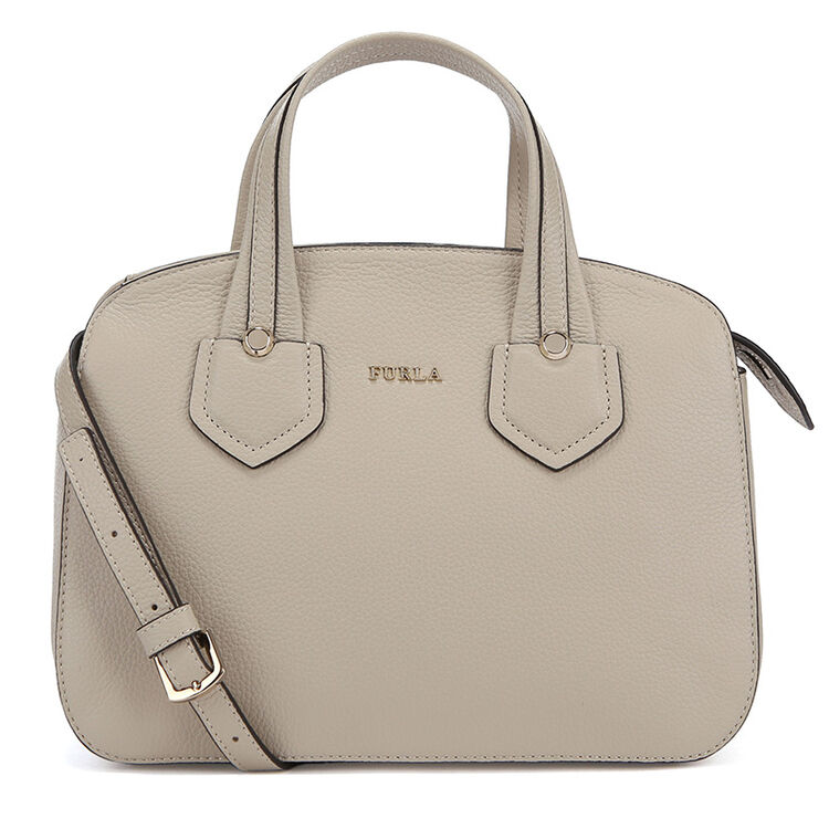 furla 芙拉 女士giada系列杏色牛皮金色拉链手拎包单肩包 885223