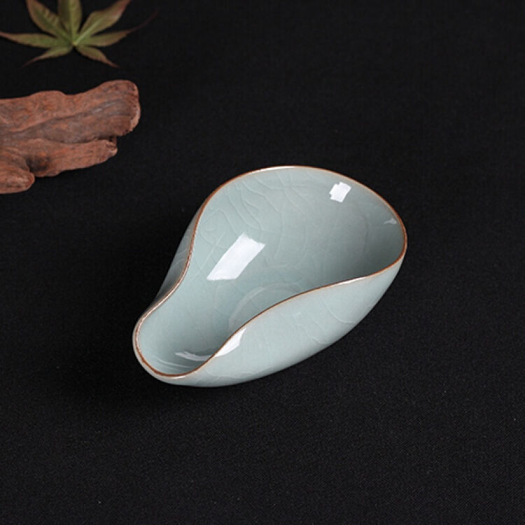 茶碟茶道配件陶瓷功夫茶具茶荷 茶道备品茶斗 哥窑粉青