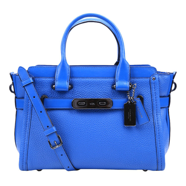 coach 蔻驰 奢侈品 女士宝石蓝色皮质swagger中号单肩手提包 34816