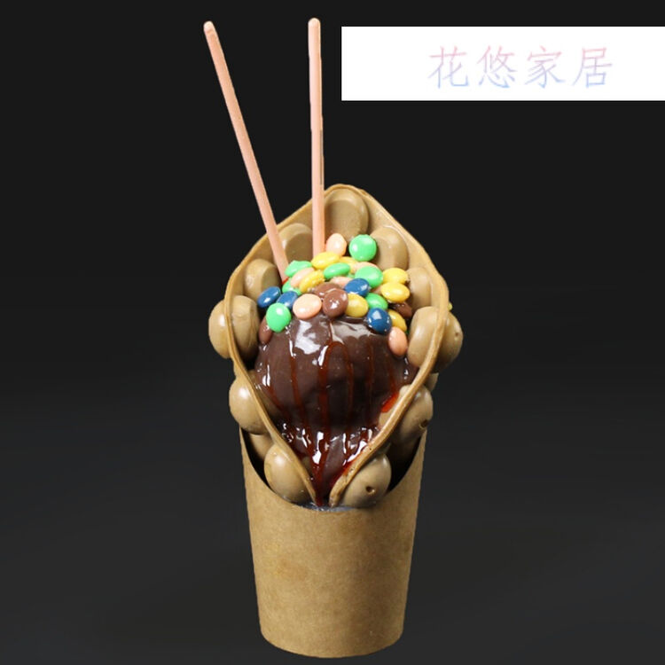 新品港式蛋仔 仿真食品朱古力蛋仔模型 巧克力蛋仔装饰模型04