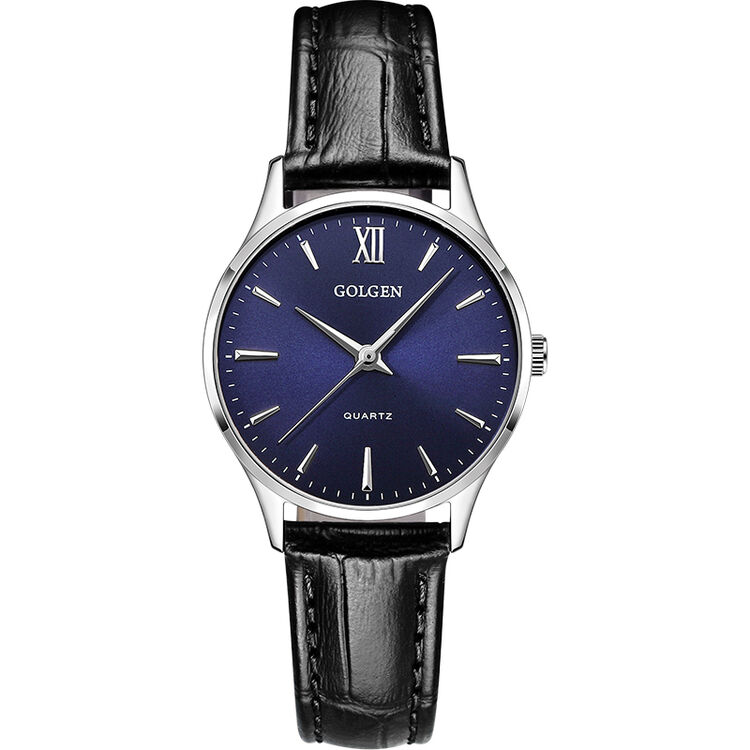 古尊(golgen)手表 皮带石英情侣表简约女士手表蓝色gn.19023l.pu