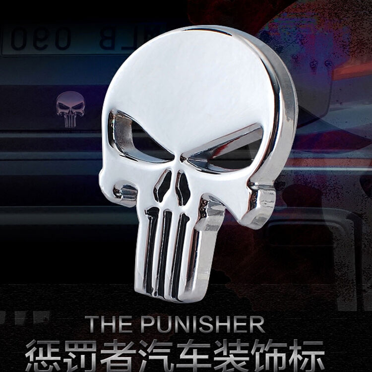首艺汽车个性改装车标 金属哈雷骷髅头车身贴 惩罚者骷髅车贴 尾标贴