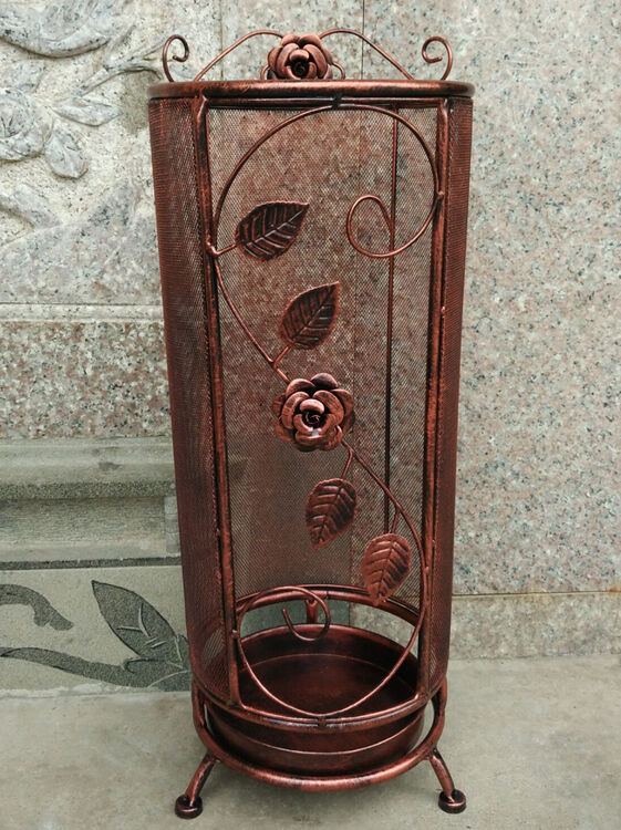 欧式铁艺酒店大堂办公家用雨伞架雨具收纳架雨伞桶放伞桶伞架 古铜色