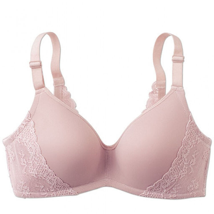 特 日本精品舒服的3d大码蕾丝薄款透气无钢圈无痕文胸内衣 肉粉色 75a