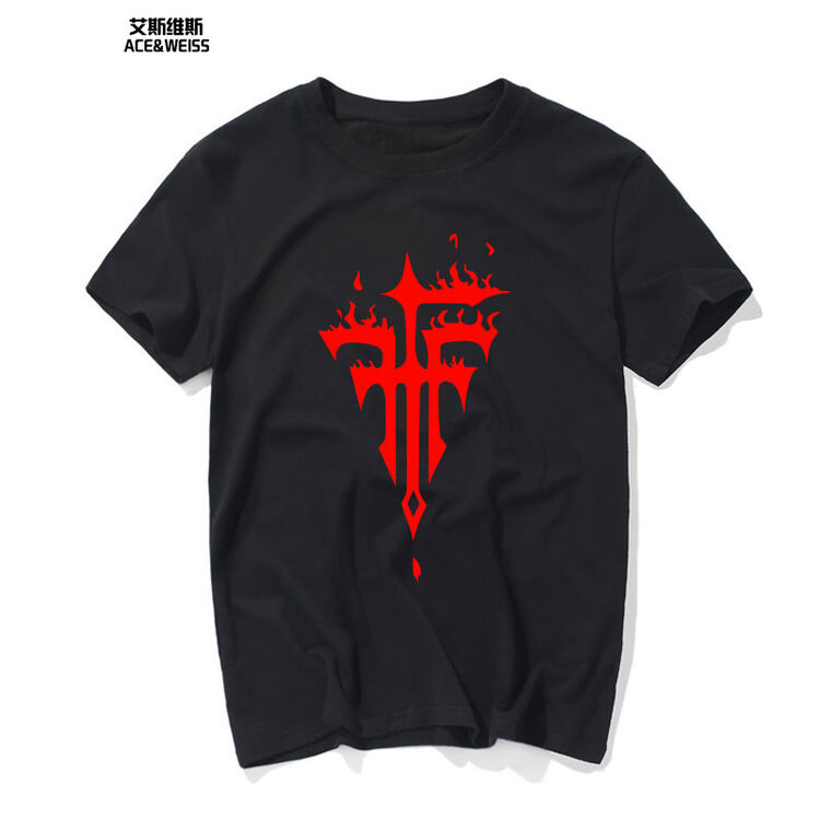 艾斯维斯fff团t恤 动漫周边服饰 大码男装t恤衫夏装 黑53# s