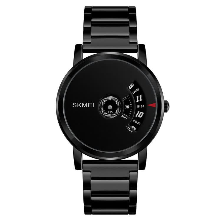 时刻美(skmei)创意电子表时尚男表 新概念钢带防水学生手表1260 黑色