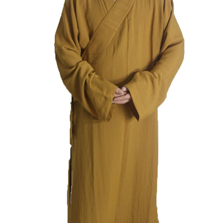 罗汉服麻短褂衣裤两件套僧服僧衣 黄色 35