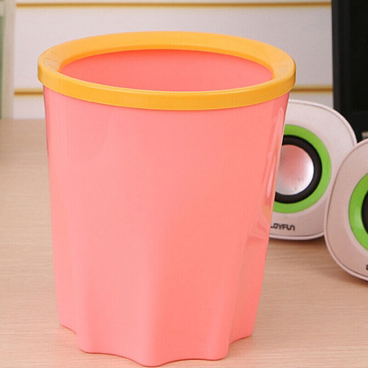 欧式无盖糖果色垃圾桶 粉色大号