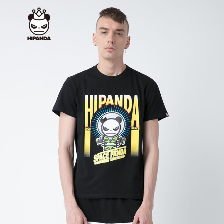 hipanda 你好熊貓 設計潮牌 新品 男款 太空熊貓t恤 黑色 185/xxl