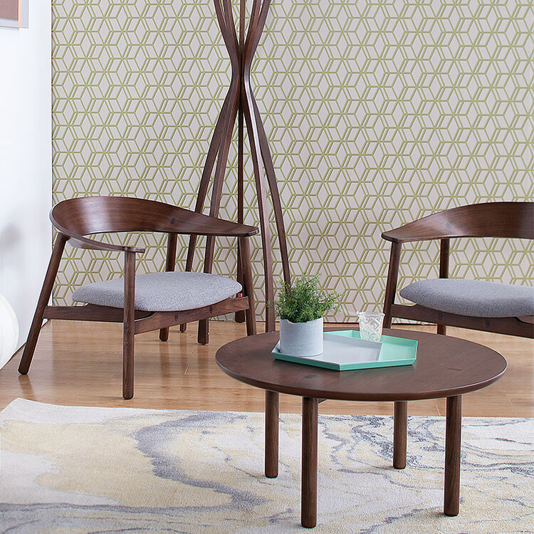 曲美(qm) 曲美家具 家居圈椅精致北欧胡桃木实木椅子 弯曲木扶手靠背