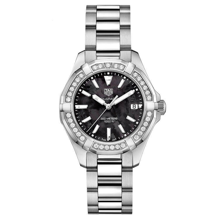 泰格豪雅(tagheuer)手表竞潜女士系列angelababy同款黑表盘石英女表