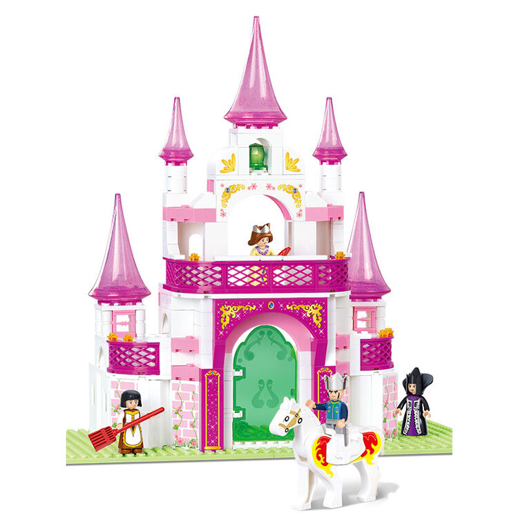 拼装积木益智拼插女孩益智玩具粉色梦幻宫殿5-6-7岁以上 公主城堡