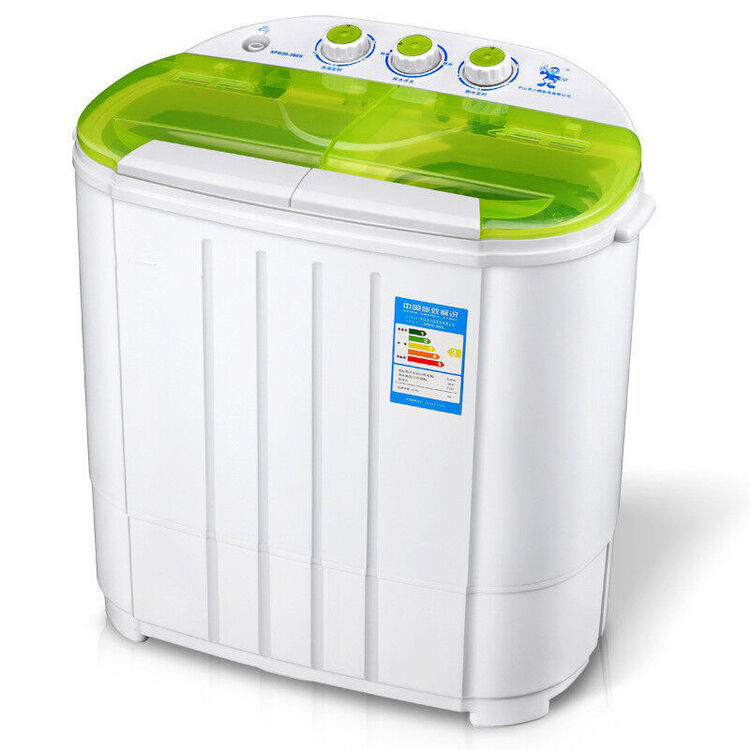 wangrenyuan新品双桶双筒双杠半自动迷你小型洗衣机脱洗两用 清晰绿