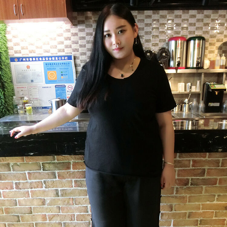 糖糖大码女装尚瘾2017夏装新款胖mm破洞t恤潮显瘦短袖