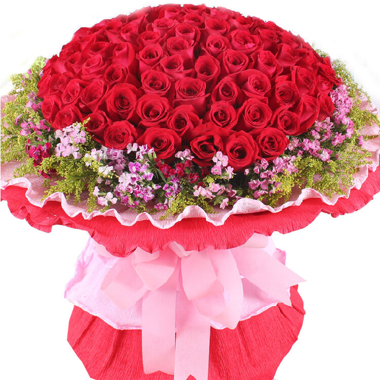 全国鲜花速递 99朵红玫瑰 香槟玫瑰 求爱求婚鲜花 同城花店送花 七夕