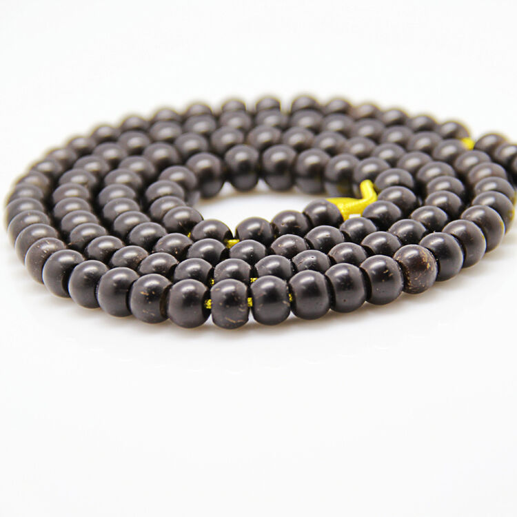 wouwou珠宝 椰壳蒂料泥鳅背108佛珠手串手链6.5*9mm