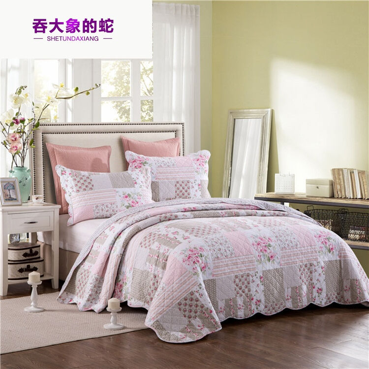 吐大象的蛇*贸纯棉平纹衍缝被 水洗床盖三件套夏凉被 尺寸:230*250