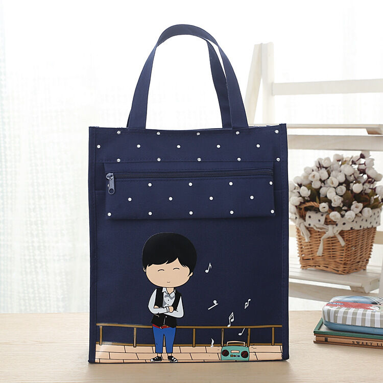 a4防水帆布补习袋小学生书袋 补课包手提袋美术包袋子小拎包yl 深兰