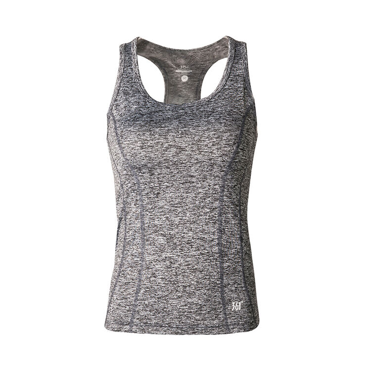 361度女装运动背心女长款无袖跑步上衣工字运动背心 中花灰 xl