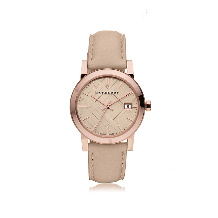 全球购 巴宝莉(burberry)手表 皮带圆盘石英表情侣对表 bu9014/9109 b