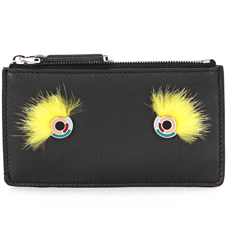 fendi 芬迪 女士黑色牛皮恶魔之眼卡包零钱包 8m0348 88h f03p3