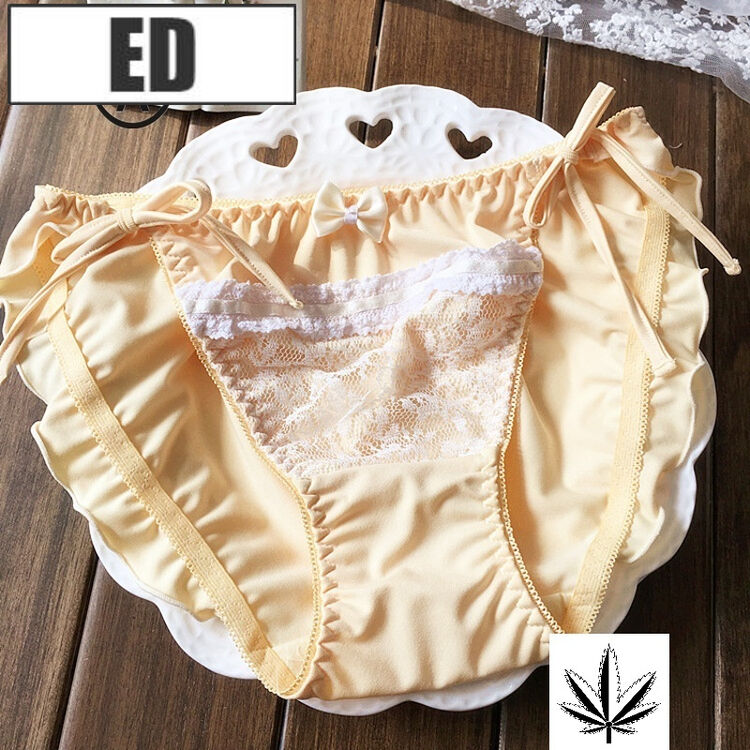 ed马卡龙公主系带性感牛奶丝蝴蝶结日单日系内裤a192 香芒黄 m