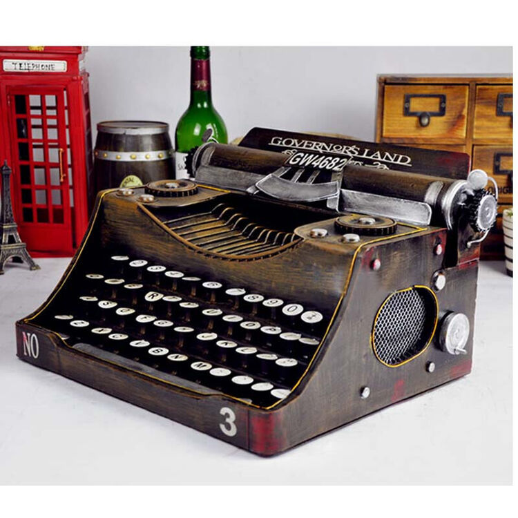 纳丽雅复古欧式老式打字机模型 小号棕黑