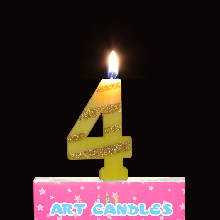 吉迅 创意儿童生日蜡烛蛋糕装饰 金色数字4