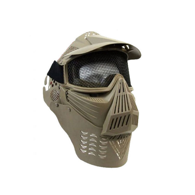 透气防弹钢丝眼罩护脖面具wg铁网防护面罩cs野战装备 铁网黑色款