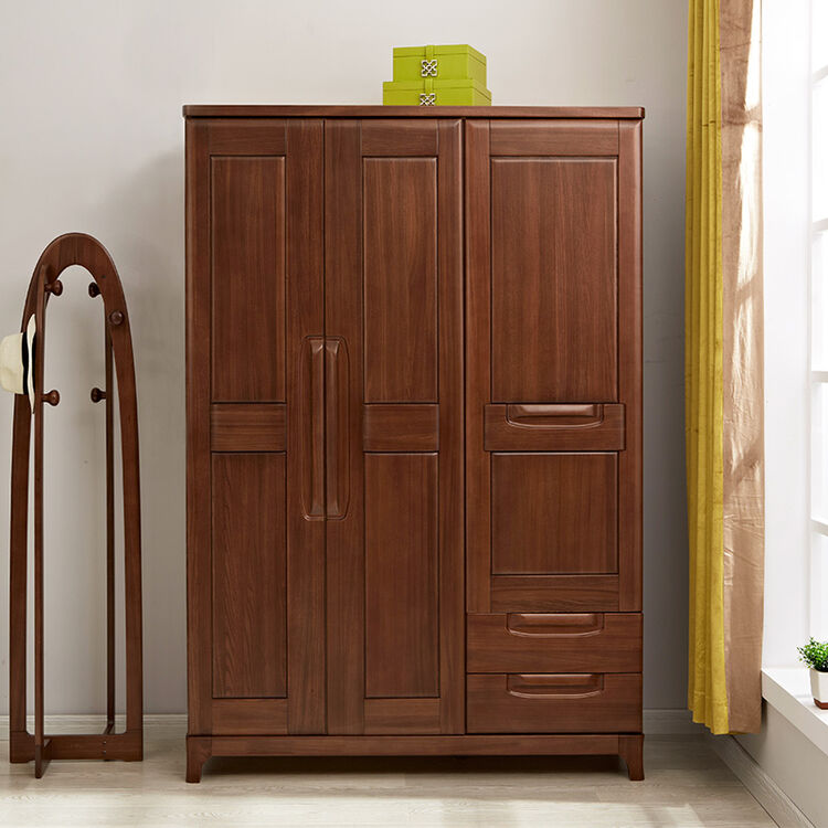 光明家具 三门衣柜衣橱立柜榆木实木衣柜2103a-150 三门衣柜