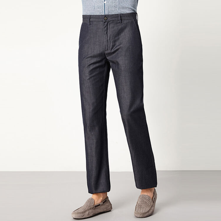 satchi/沙驰休闲牛仔裤男 男士商务牛仔裤男裤微弹直筒裤长裤子 蓝灰