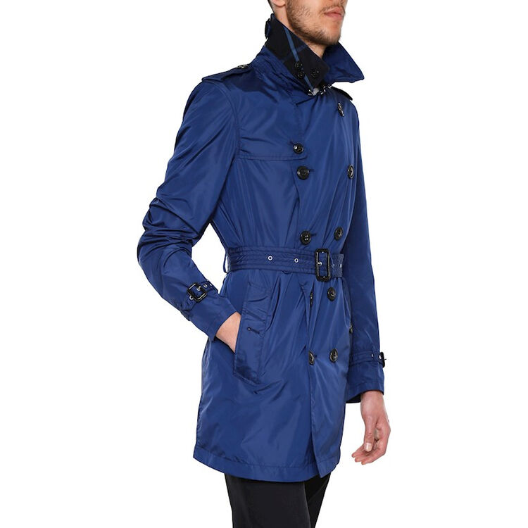 burberry/ 巴宝莉男士墨水蓝尼龙时尚双排扣风衣 蓝色 52