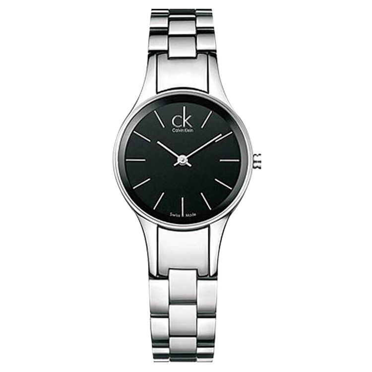 ck卡文克莱(calvinklein)手表simplicity系列女表简约时分针黑盘钢带