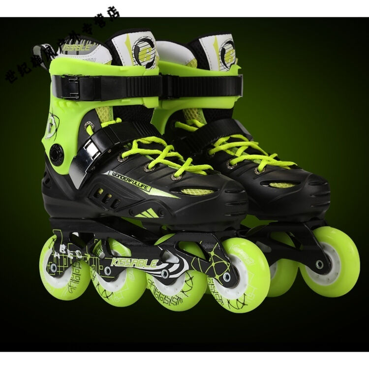 轮排直旋动平花鞋/直排轮旱冰鞋/轮滑鞋/滑冰鞋/ 军绿色 35