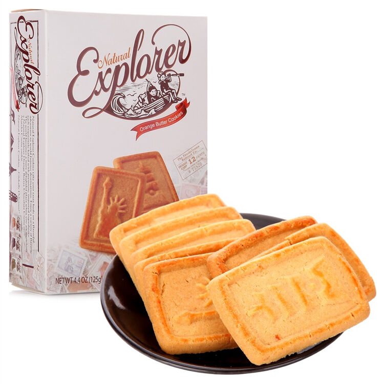 台湾进口naturalexplorer探索香橙奶油饼干125g盒