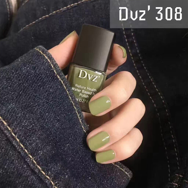 dvz朵色新品指甲油健康环保无毒无味斯拉指甲油 308#卡其绿