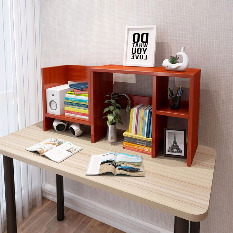 paden 可伸缩桌面书架文件夹书架办公架简易书柜办公桌收纳架 大号 红