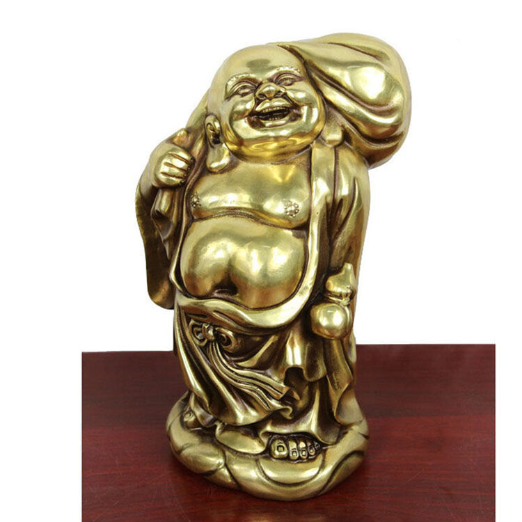 铜器 背布袋铜弥勒佛摆件 家居装饰品铜佛像摆件