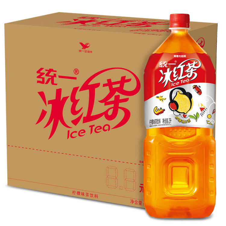 统一 冰红茶（柠檬味红茶饮料） 2L*6瓶 整箱装 新旧包装交替发货 菜管家商品